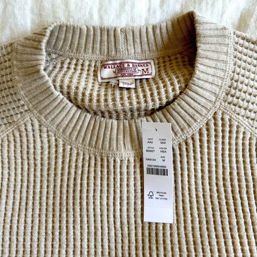 Wallace & Barnes cotton waffle sweater in M